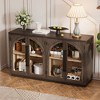 4-Door Arched Glass Sideboard Buffet Cabinet with Adjustable Shelves, Retro MDF & Rubber Wood Storage for Kitchen, Dining Room - 3 of 4
