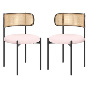 Set of 2 Modern Upholstered Dining Chairs, Rattan Back Kitchen Chairs with Metal Legs, Accent Chairs for Dining Room or Living Space - Koiai - 1 of 4