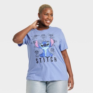 Women's Disney Stitch Short Sleeve Graphic T-Shirt - Blue - 1 of 3