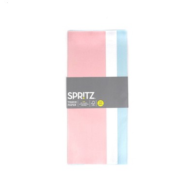 20ct Banded Tissue Gift Packaging Accessory Pink/White/Light Blue - Spritz™