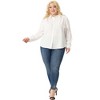 Agnes Orinda Women's Plus Size V Neck Long Sleeve Classic Fit Business Office Button Down Shirts - 3 of 4