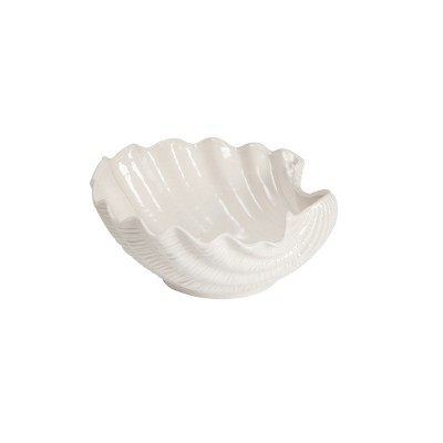 Beachcombers Stoneware White Shell Plate Accent Nautical Beach House Decor Decoration