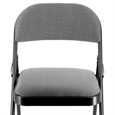 Elama 4 Piece Black and Gray Metal Folding Chairs with Padded Seats