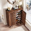 MOEPISY Modern Walnut Wooden 6-Tier Shoe Cabinet with Louvered Doors - 2 of 4