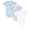 Stellou & Friends Unisex Crossbody Side Snap Bodysuit - Cotton Bodysuit - 3-pk - Blue Solid & Stripes / 18-24 Months - 2 of 4