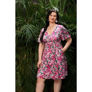 Women's  A-Line Knee Length Wrap Swing Dresses Plus Size Party Mini Dress - 1 of 1