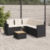 vidaXL Patio Sofa L-Shaped Furniture with Table and Cushions - Black PE Rattan/Steel, Garden/Patio/Deck - 68.9"x68.9"x29.5" - 3 of 4