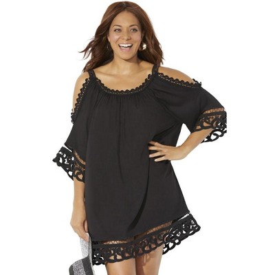 Swimsuits for All Women's Vera Crochet Cold Shoulder Cover Up Dress (Plus Sizes Available)