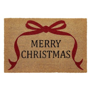 VCNY 1'6"x2'6" Merry Christmas Bow Outdoor Coir Doormat - 1 of 4