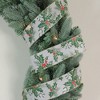 Northlight Ivory and Green Holly Leaves Christmas Wired Craft Ribbon 2.5" x 16 Yards - 2 of 3