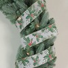 Northlight Ivory and Green Holly Leaves Christmas Wired Craft Ribbon 2.5" x 16 Yards - image 2 of 3