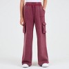 Champion Girls' Wide Leg Washed Fleece Cargo Pants - 2 of 4