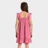 Girls' Adaptive Flutter Sleeveless Woven Gauze Dress - Cat & Jack™ Pink Rose - 2 of 3
