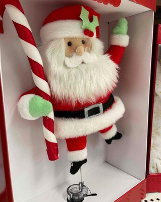 14.75 Fabric Santa with Candy Cane Christmas Tree Topper Red/White - Wondershop