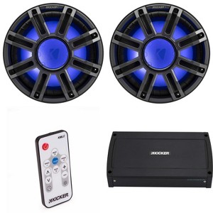 Kicker (2) 51MWE124 - MWE 12-Inch Premium Marine Subwoofer (Enclosure) 4-ohm & 48KXMA9005 Marine Amp Bundle ( Includes LED Remote ) - 1 of 4