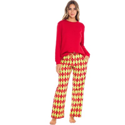 Alexander Del Rossa Womens Flannel Pajamas, Thermal Knit Top Cotton Pj Set