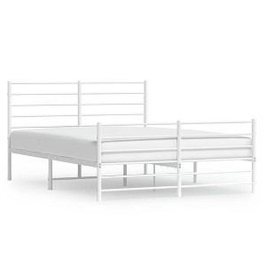 vidaXL White Full Metal Bed Frame with Headboard & Slats, No Mattress, Easy Assembly - 1 of 4