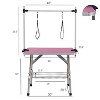 UbMelt Folding Pet Grooming Table with Adjustable Arms,Nooses,Clamps and Mesh Tray for Medium/Large Dogs,Gray/Pink - 3 of 4