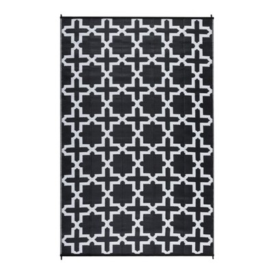 6 x 9 ft Plastic Red White Rectangular Beach Front Porches Patio Picnic RV Camping Garage Geometric Persian Area Rug