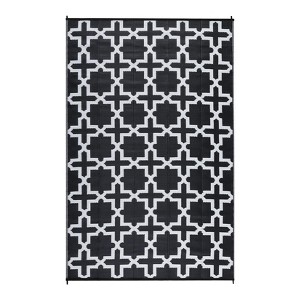 6 x 9 ft Plastic Red White Rectangular Beach Front Porches Patio Picnic RV Camping Garage Geometric Persian Area Rug - 1 of 4