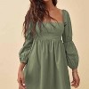 EXLURA Womens Square Neck Dress Long Puff Sleeve A-Line Casual Short Mini Dresses - 4 of 4