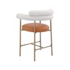 Meridian Furniture,Blake Cognac Boucle Fabric / Vegan Leather Counter Stool, Set of 2 - 3 of 4