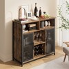 Garvee Coffee Bar Cabinet, Industrial Buffet Storage Cabinet with Mesh Doors and Adjustable Shelves for Kitchen Living Dining Room, Rustic Brown - 2 of 4