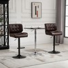 HOMCOM Bar Height Bar Stools Set of 2 with Adjustable Seat, Thick Padded Cushion and Metal Footrest for Home Bar - 2 of 4