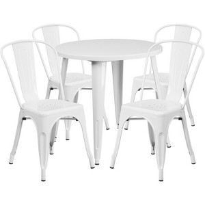 Flash Furniture Commercial Grade 30" Round Metal Indoor-Outdoor Table Set with 4 Cafe Chairs - 1 of 4