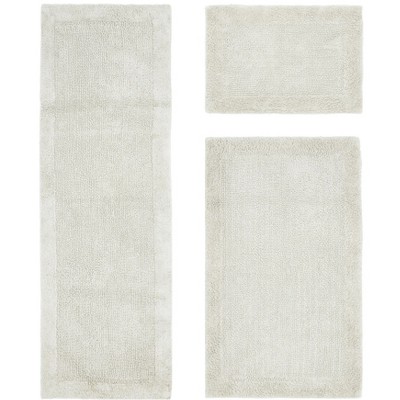 Edge Bath Rug 100% Premium Cotton Ultra-Soft Water Absorbent Tufted Solid Reversible 3 Piece Bathroom Rug Set for Machine Washable Bathmat