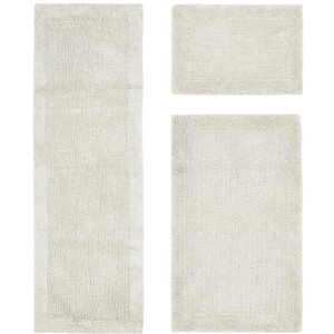 Edge Bath Rug 100% Premium Cotton Ultra-Soft Water Absorbent Tufted Solid Reversible 3 Piece Bathroom Rug Set for Machine Washable Bathmat - 1 of 4