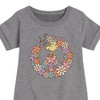 - Peanuts - Floral Peace Sign Graphic Short Sleeve Fleece Dress - 2 of 4