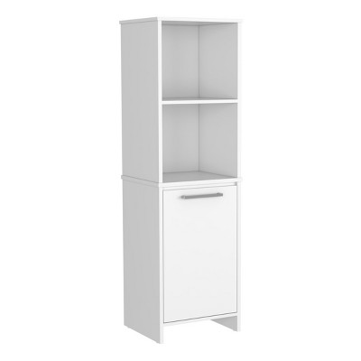 GlasFlength Decorative Storage Cabinets Modern Accent Storage Cabinet with 1 Door Free standing Cabinet for Living Room, White, 15.74"*17.71"*59.29"