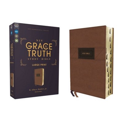 Niv, the Grace and Truth Study Bible, Large Print, Leathersoft, Brown, Red Letter, Thumb Indexed, Comfort Print - by  Zondervan (Leather Bound)