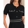 Hobemty Women's Round Neck Short Sleeve Contrast Color Elegant Sheath Pencil Dresses - 4 of 4