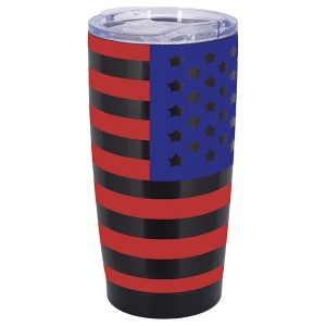 100 North 20 Ounce Stainless Steel On the Go Travel Tumbler With Push Top Lid, American Flag Black - 1 of 4