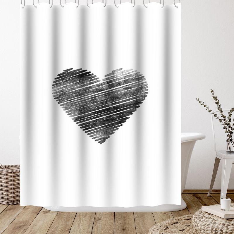 Americanflat 71" x 74" Shower Curtain, Scribble Heart by Motivated Type, 5 of 9