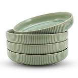 American Atelier Large Pasta Bowls, 42 oz Wide Shallow Stoneware Salad Bowl Set, Plates for Serving Dinner, Kitchen, and Eating, Set of 4