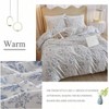 3 Piece Queen Duvet Cover, White with Blue Floral Print, Soft Cotton Boho Aesthetic Set with Zipper 4 Ties - 3 of 4
