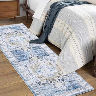 Vintage Rug Soft Oriental Floral Printed Carpet Washable Rug Living Room Bedroom Rug