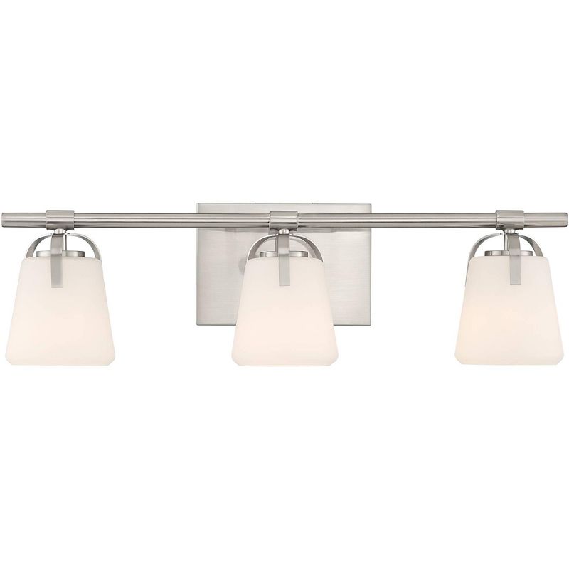 Stiffel Modern Wall Light Brushed Nickel Hardwired 24" 3-Light Fixture Opal Glass Shade for Bathroom Vanity Mirror House Home Room, 4 of 9
