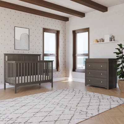 Dapper Gray Pine Wood Nursery Dresser with Changing Table Topper