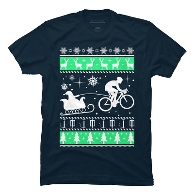 Men's Design By Humans Christmas Santa Cycling Sleigh By LewismartinStore T-Shirt