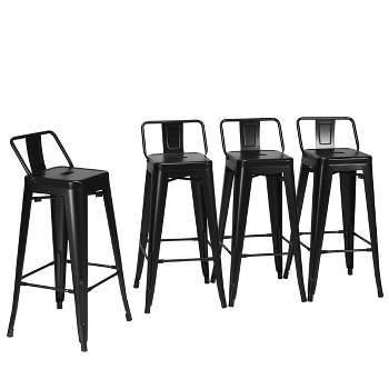 Tangkula Set of 4 Metal Bar Stools 30" Industrial Height Chair Low Back