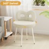 Vanity Chair with Back, Makeup Chair, Swivel Design,No Wheels,Small Upholstered Vanity Chair for Girls with Cute Bow Backrestst for Bedroom - 4 of 4