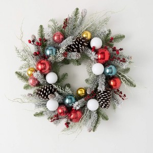 Sullivans Artificial Shiny Ball Frosted Mini Christmas Wreath  Multicolor  Indoor Christmas DÃƒÂ©cor - 1 of 4