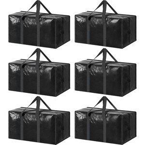 6 Pack Extra Heavy Duty Large Moving Bags Strong Zipper & Comfortable Handles, Sturdy & Durable Clothes Storage Bags - 1 of 4