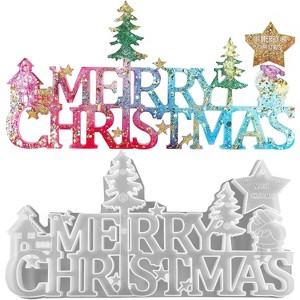 JDICTION 3D Merry Christmas Sign Resin Mold - Christmas Epoxy Casting Molds for DIY Table/Home Decor Xmas Tree Ornament Craft - 1 of 4