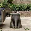 Outdoor Acacia Wood Side Table,Round Rustic Sofa or Entryway Table with Slatted Base,Wooden Console Table for Patio or Balcony-Maison Boucle - 2 of 4