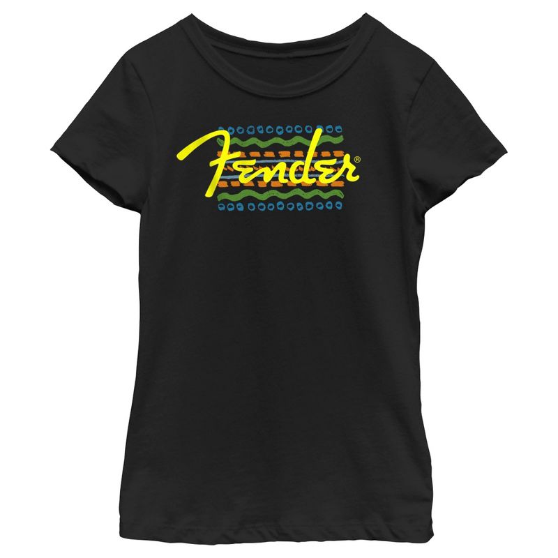Girl's Fender Colorful Logo T-Shirt, 1 of 5
